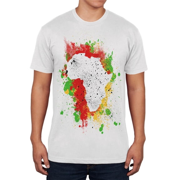 Abstract Africa Splatter Mens Soft T Shirt White MD