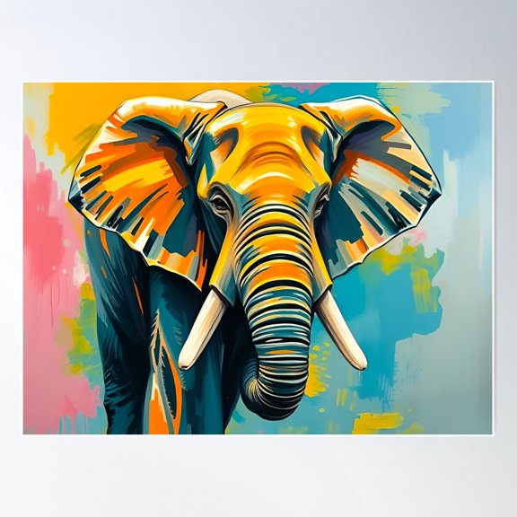 Abstract African Elephant Portrait Safari Animal Wildlife Conservation Poster Wall Art, Modern Wall Decor For Living Room Bedroom, 8x12 UNFRAMED