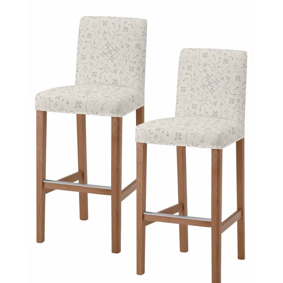 Abstract Airline Route Bar Stool Covers Set of 2, Vintage Aircraft Arrows Stretch Washable Bar Chair Covers with Backs, Removable Pub Counter Height Chair Cover for Kitchen Dining Room Cafe