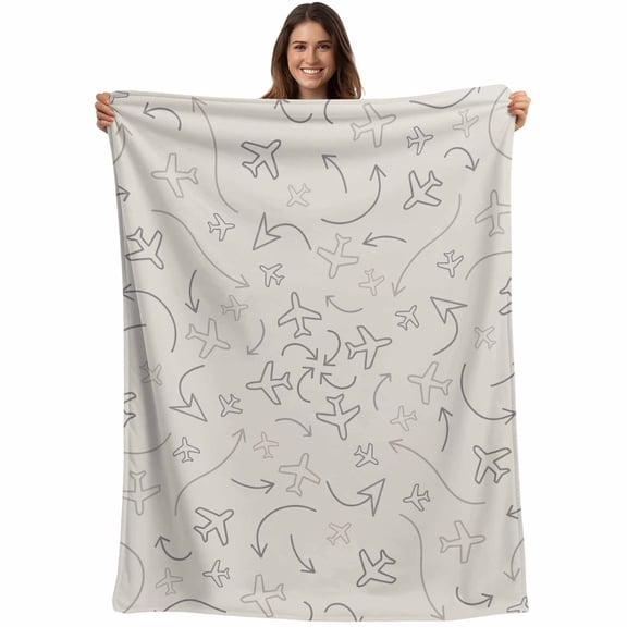 Abstract Airline Route Blanket Soft Cozy Warm Throw Blanket for Couch, Plush Fuzzy Flannel Fleece Blankets for Sofa, Vintage Aircraft Arrows Bed Blankets Lightweight Gifts for Women, 30"x40"