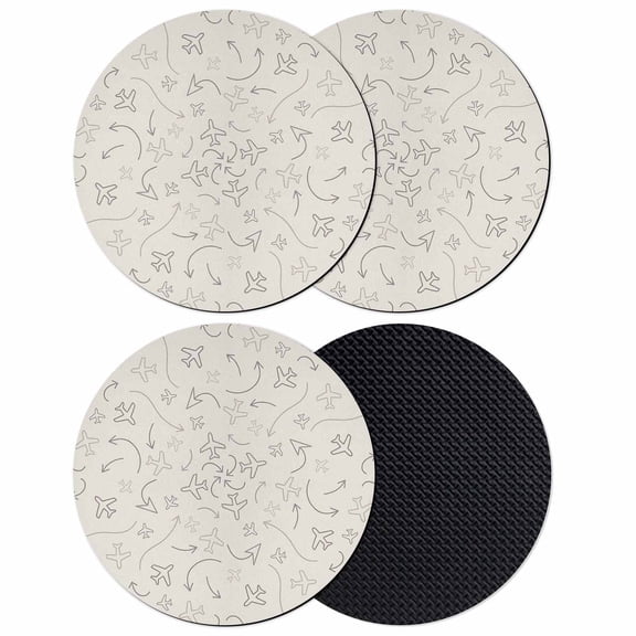 Abstract Airline Route Coasters Set of 4, Absorbent Coasters for Drinks, Vintage Aircraft Arrows Coaster for Desk Coffee Table Protection, Home Decor House Warming Gifts 4"