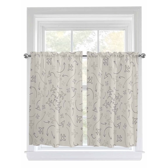 Abstract Airline Route Living Room Curtains 2 Panel, Vintage Aircraft Arrows Cafe Window Treatment, Farmhouse Bedroom Bathroom Kitchen Curtains Drapes 104"x45"