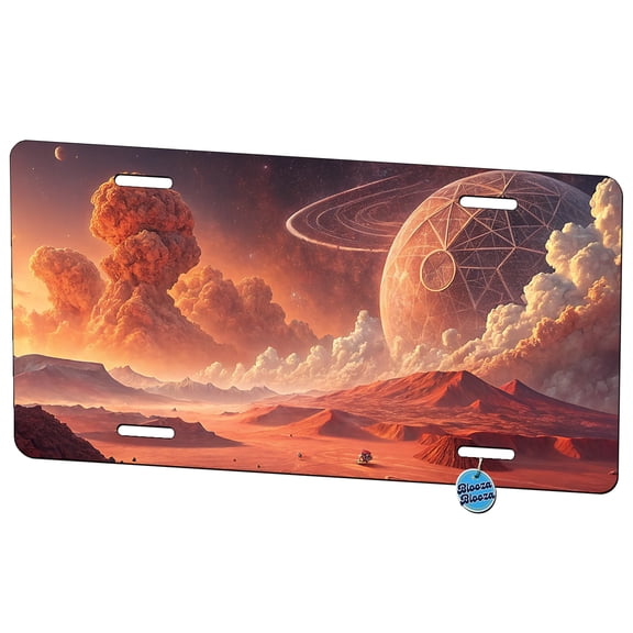 Abstract Alien Martian Sci-fi Landscape Metal Novelty License Plate