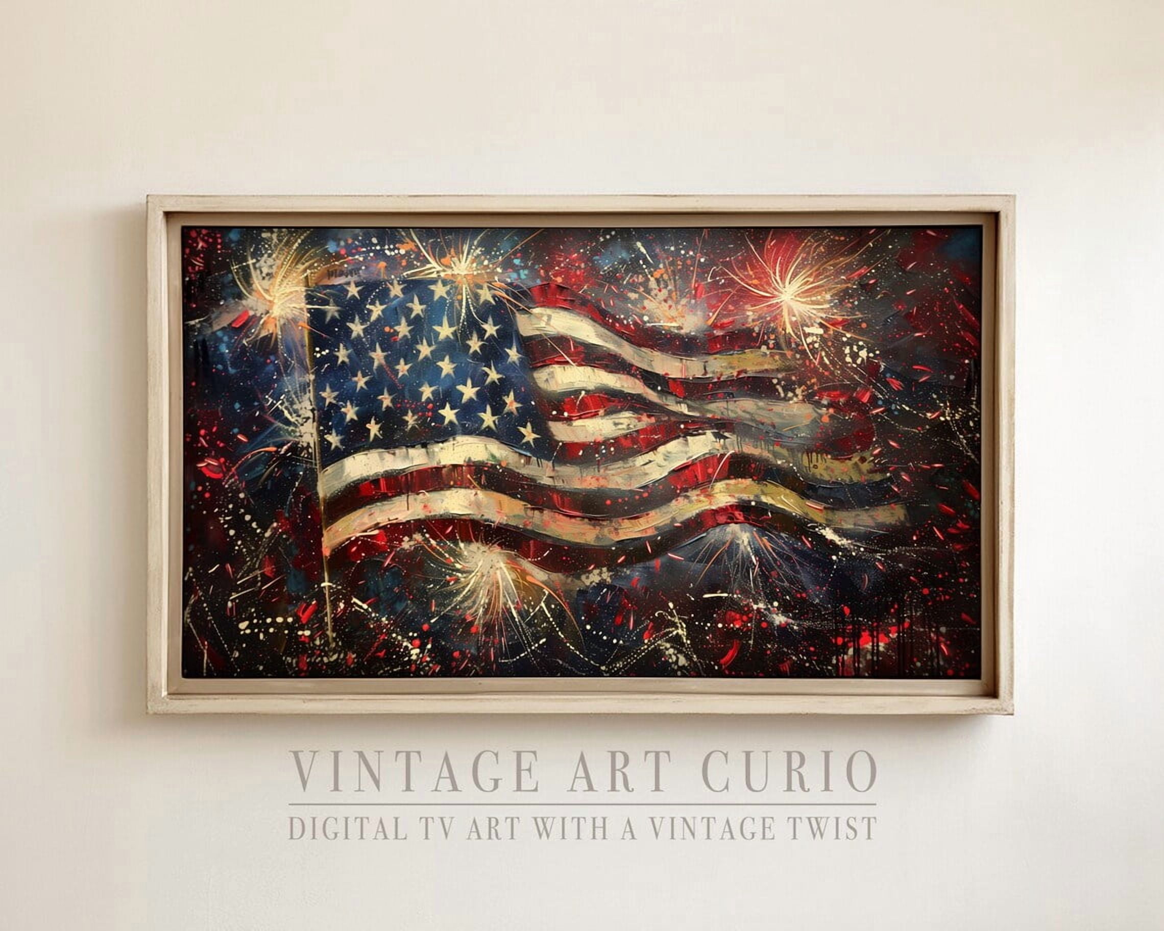 Abstract American Flag 4th July Screensaver Art Print Poster for Home ...
