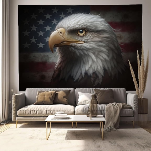 Abstract American Flag Tapestry, Fierce Eagle Animal Tapestries Wall Hanging, Black And White Art Wall Banner Tapestries Decoration For Bedroom Dorm Living Room Background Decor, 40 X 30 Inches