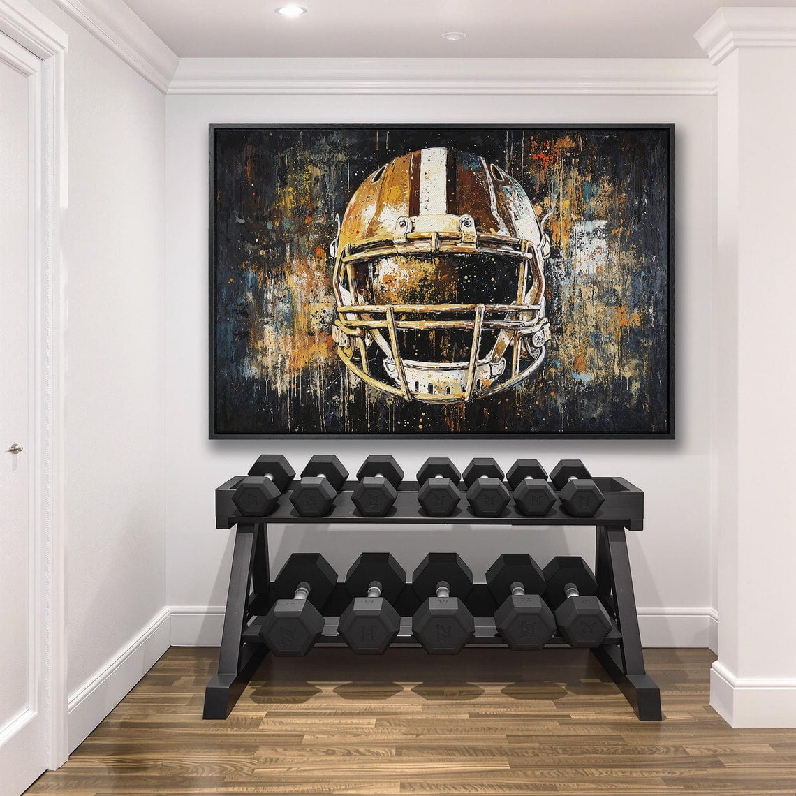 abstract football helmet Sense Canvas 3 Canvas Art colorful depiction of a football helmet with a football inside Abstract Football Player with Helmet'