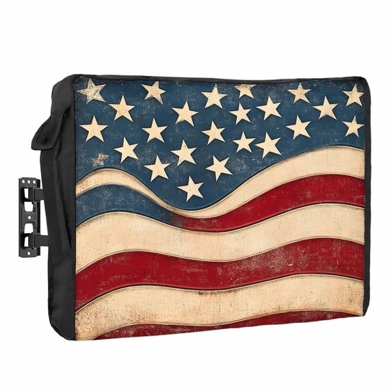 Abstract American Waterproof Outdoor TV Cover, Flag Stripe Star Retro ...