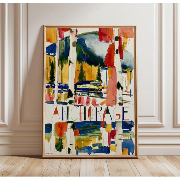 Abstract Anchorage Colorful Railway Art Modern Paper Print, Unframed Paper Print