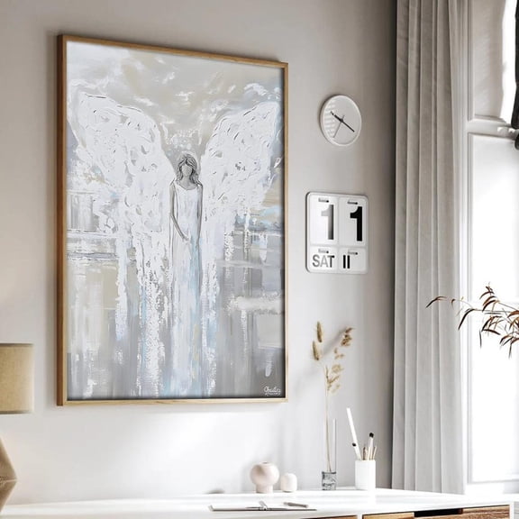 Abstract Angel Poster Neutral Christian Wall Art Home Decor, 24x36 UNFRAMED