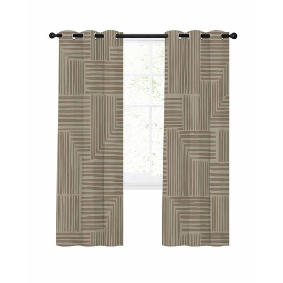 Abstract Angular Line Blackout Curtains 2 Panels Set Geometric L-shaped Stripes Taupe Thermal Insulated Privacy Black Out Drapes Window Curtain for Living Room Bedroom 52 x 96 Inch