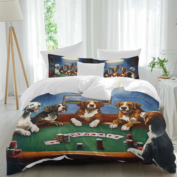 Abstract Animal 4 Piece Duvet Cover Set Full Size Dog In The Room Play ...