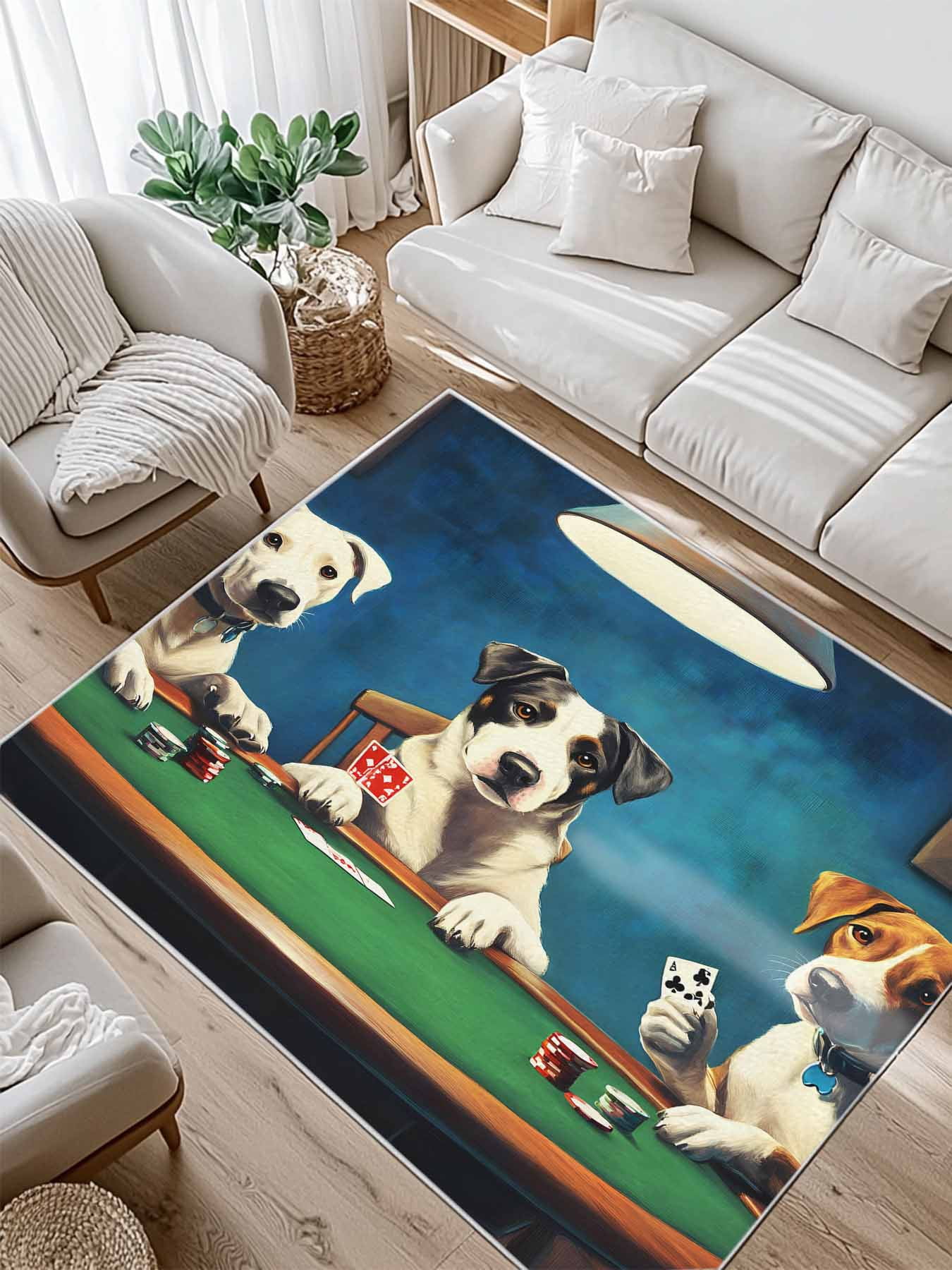 Abstract Animal Area Rug for Bedroom 3x5 Ft Dog Playing Poker Game ...