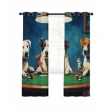 Abstract Animal Blackout Curtains 63 Inch Length Dog Playing Poker Game ...