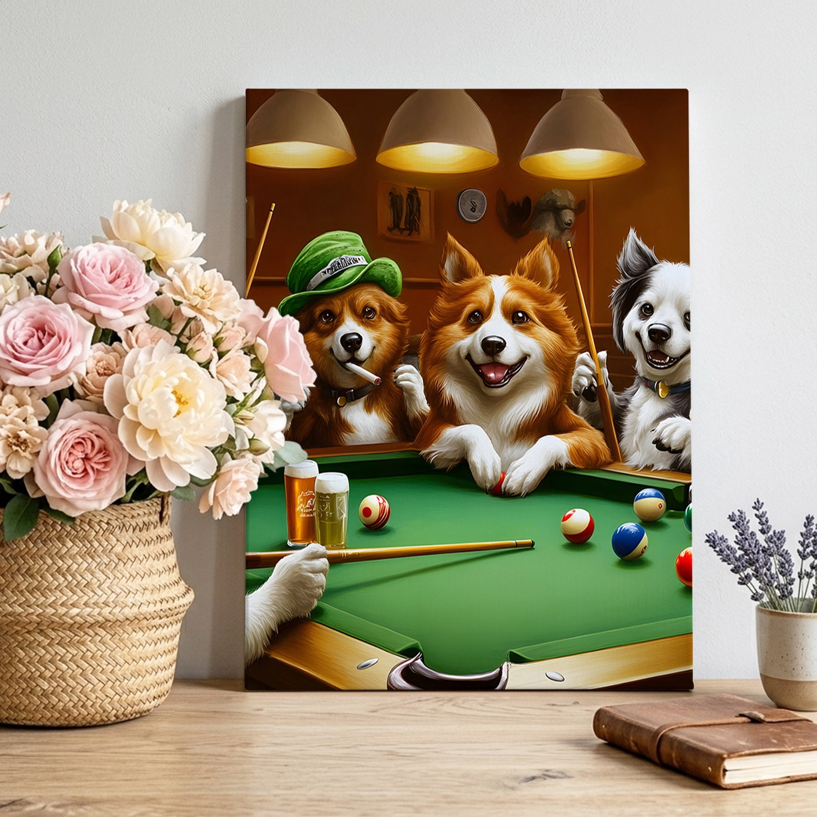 Abstract Animal Canvas Wall Art, Dog In The Room Playing Poker Game ...