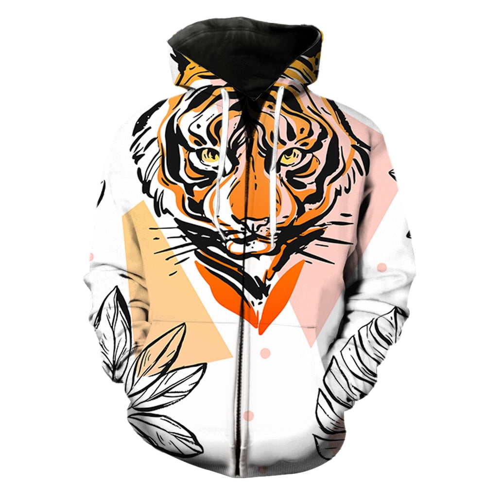 Neon Floral Animals Men's Zipper Hoodie