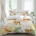 thumbnail image 1 of Abstract Animals Full Size Comforter Set, Colorful Leopard Tropical Plants Leaf Modern Bedding for All Seasons, 4 Pcs Bed Set, 1Quiltcover (86"x86") ,1Sheet(80"x116"), 2Pillowcases (30"x20"), 1 of 9