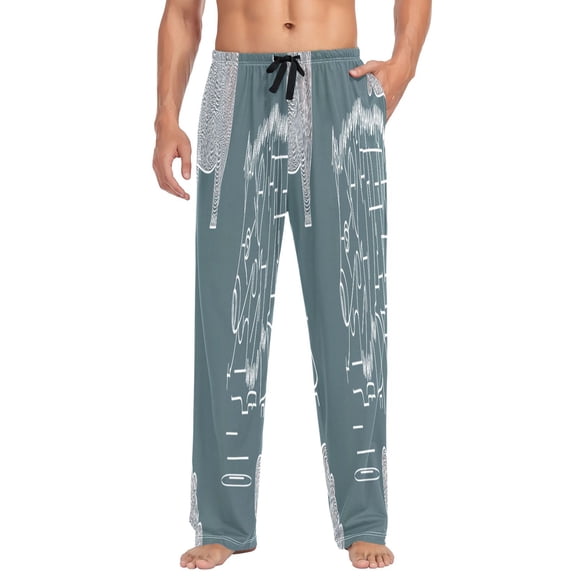 Abstract Animals Wild Boar Mens Cotton Pajama Pants Long Staple Lightweight Sleep Bottoms with Pockets Breathable