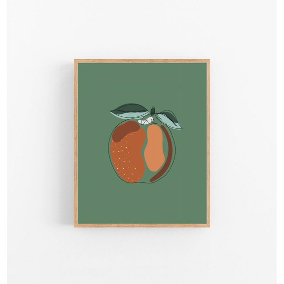 Abstract Apple Poster, Minimalist Fruit Kitchen Wall Art Print