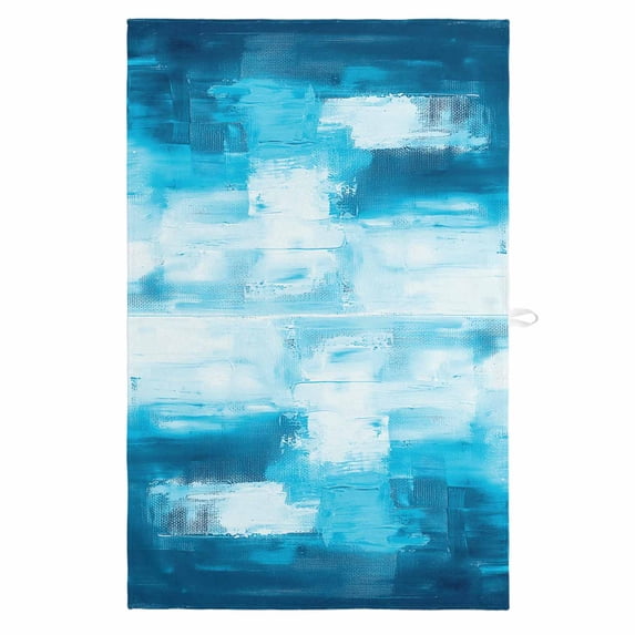 Abstract Aqua Blue 1 Pack Kitchen Towel, Water Absorbent Dish Towel, Contemporary Street Art Retro Painting Decorative Hand Towels - Quick Drying Cloth for Cooking Baking, 18x28 Inch