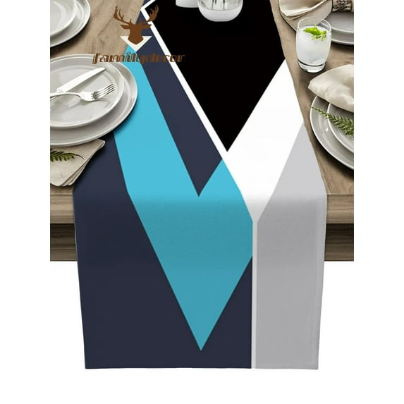 Abstract Aqua Geometric Texture Table Runner Home Wedding Table Flag Mat Centerpieces Decoration Party Dining Long Tablecloth