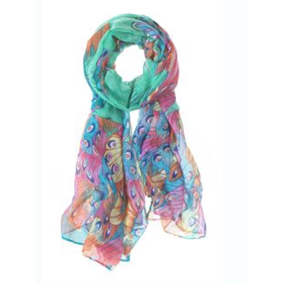 Abstract Aqua Green Butterfly Scarf by Ganz