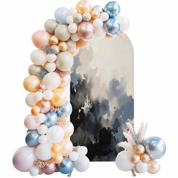 Abstract Arch Backdrop Cover 4 FT Oil Painting Industry Style Fog Gradient Color Stretchy Elastic Arch Stand Covers Spandex Arched Background Birthday Wedding Party Decoration (No Stand)
