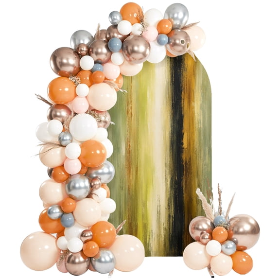 Abstract Arch Backdrop Cover 4 FT, Olive Green Amber Yellow Splattered Paint Specks Style Wedding Arch Cover Stretchy Backdrop Stands Covers for Birthday Party Ceremony Banquet Decor