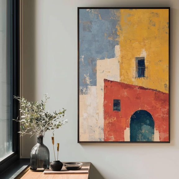Abstract Architecture Yellow And Red Art, Unframed Paper Print