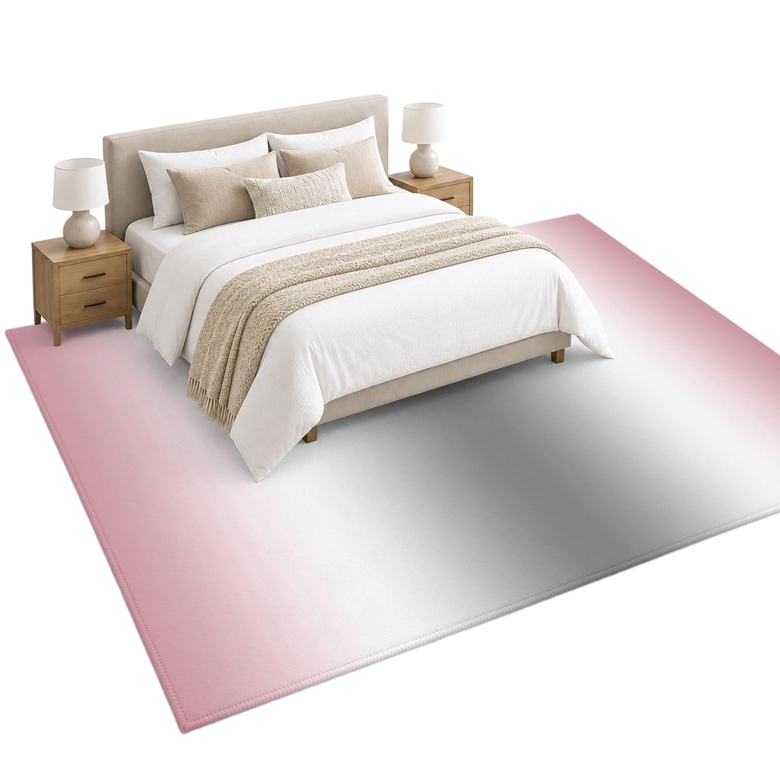 Abstract Area Rug 5'x7', Gray Pink Gradient Ombre Soft Mat Non-Slip ...