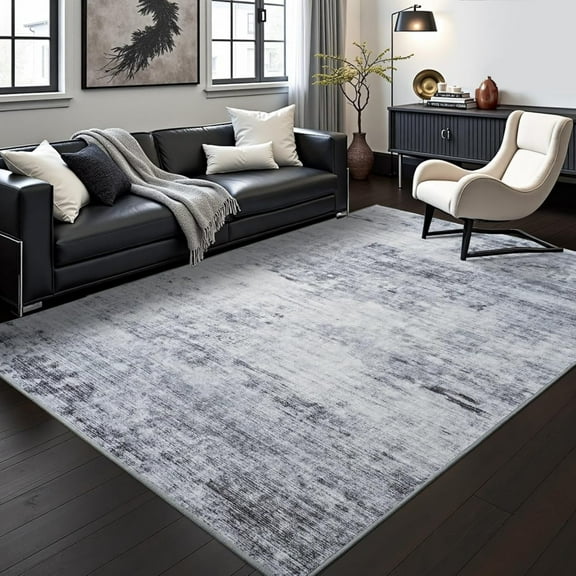 Abstract Area Rug Modern Washable Rug Soft Non Slip Rug Low Pile For Bedroom Living Room Dining Room Grey 2x3ft