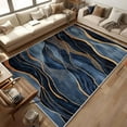 thumbnail image 1 of Abstract Area Rug Washable Rugs For Living Room Bedroom Modern Navy Blue And Gold Non-Slip Soft Floor Large Carpet For Office Entryway Bathroom 5x6ft, 1 of 6