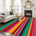 thumbnail image 1 of Abstract Area Rugs 5x7 ft Colorful Mexican Stripe Green Red Orange Farmhouse Washable Rug Non Slip Indoor Carpet Absorbent Floor Mat for Living Room Bedroom Dining Room, 1 of 9