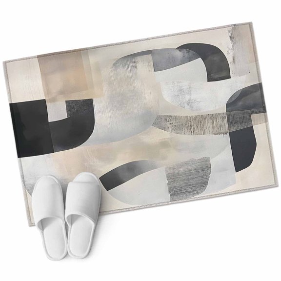 Abstract Area&nbsp;Rug 2x3ft Vintage Modern Beige Black Geometric Contemporary Non-Slip&nbsp;Washable Square&nbsp;Rugs Soft Felt Indoor Floor Mat for Bedroom Kitchen Living Room Bathroom