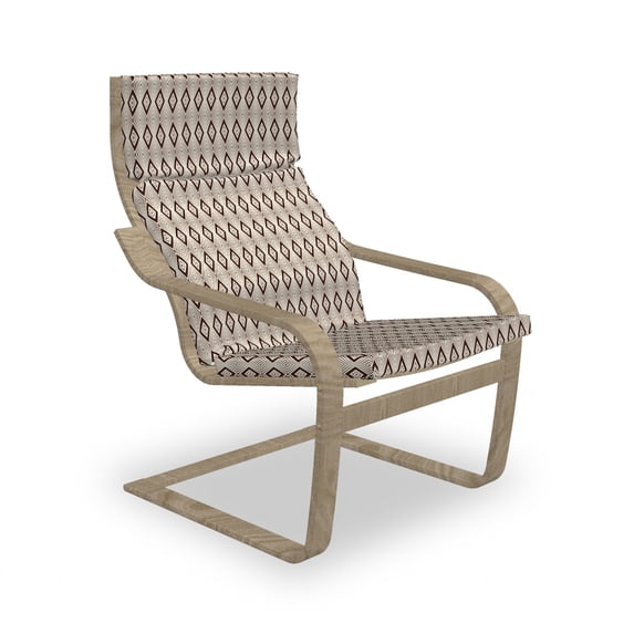 Abstract Armchair Pad and Slipcover, Nested Outlines of Geometric Tribal Rhombus Like Pattern, 1 Piece Soft Cushion Replacement with Removable Cover, Eggshell and Seal Brown, by Ambesonne