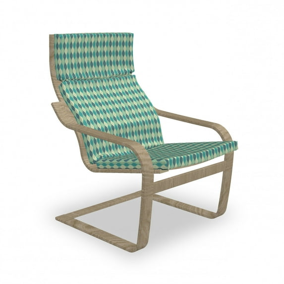Abstract Armchair Pad and Slipcover, Oval Curved Vertical Lines with Classic Effects Dots Retro Graphic, 1 Piece Soft Cushion Replacement with Removable Cover, Sea Green Petrol Blue, by Ambesonne