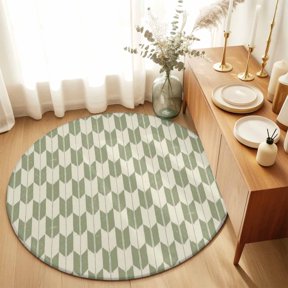 Abstract Arrow Weave Round Area Rug 3ft,Living Room Rug Non-Slip Washable Circle Rugs Pad,Repeating Shapes Geometric Art Soft Floor Carpet for Bedroom Dining Room