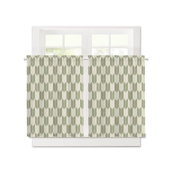 Abstract Arrow Weave Short Blackout Curtains 36 Inch Long,Repeating Shapes Geometric Art Rod Pocket Kitchen Curtains,2 Panels Thermal Insulated Room Darkening Drapes for Bedroom,30"W x 36"L