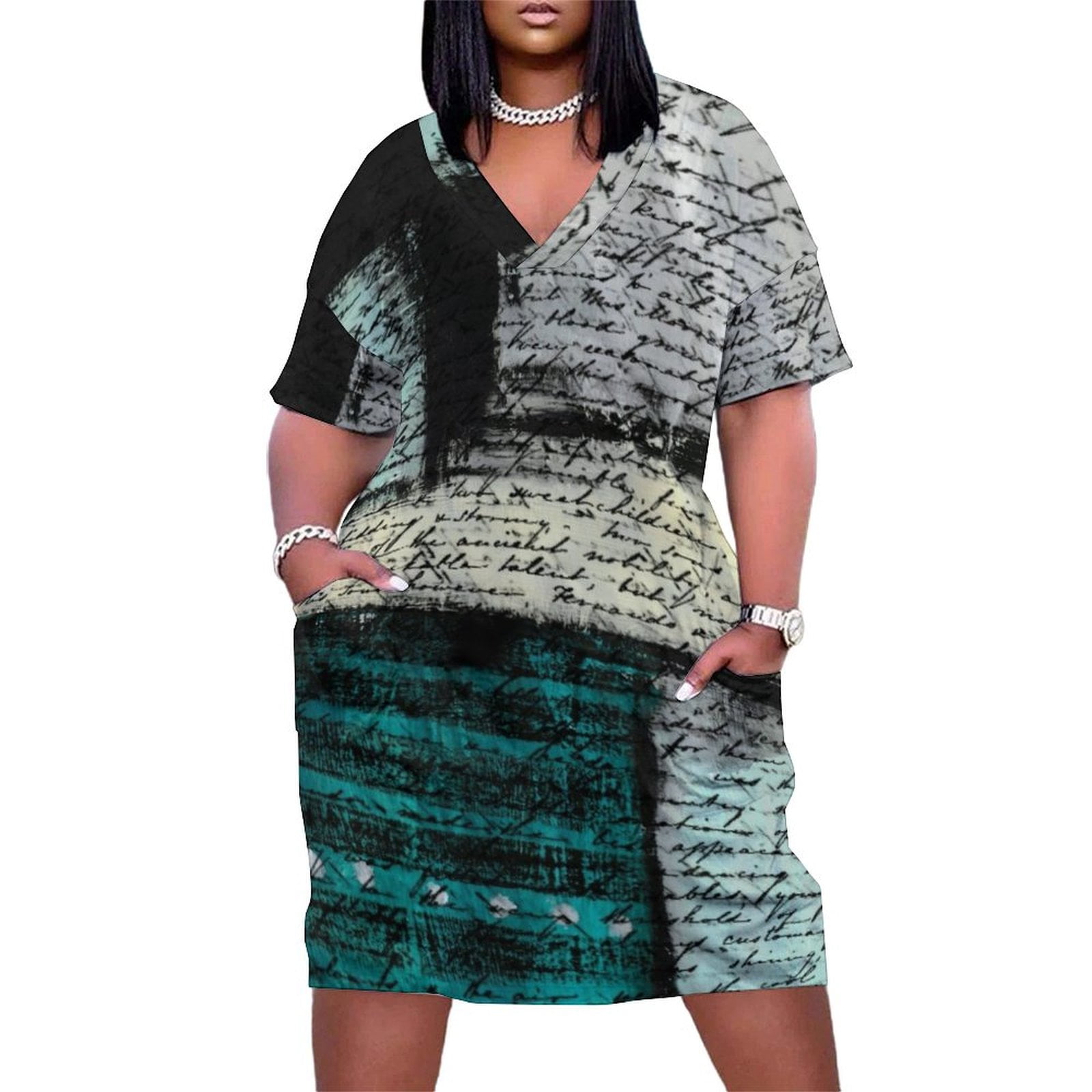 Multicolored Abstract Print Loose Dress main image 1