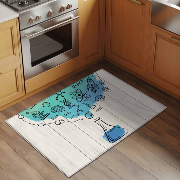Abstract Art 2x3 Rug for Entryway Front Door Kitchen Sink Area, Chemistry Wood Grain Cartoon School Season Low Pile Washable Non Slip Rectangle Area Rug