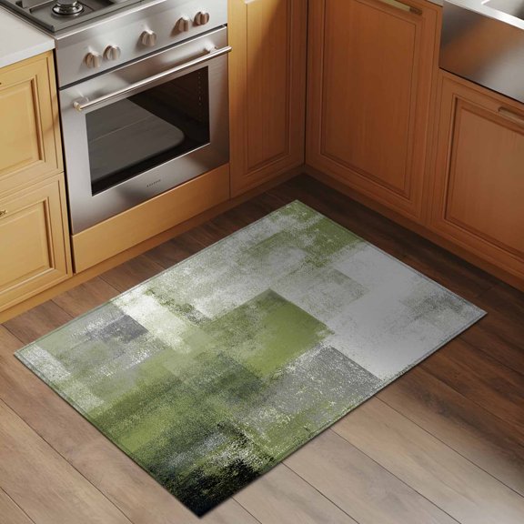 Abstract Art 2x3 Rug for Entryway Front Door Kitchen Sink Area, Gradient Sage Green Vintage Minimalist Low Pile Washable Non Slip Rectangle Area Rug