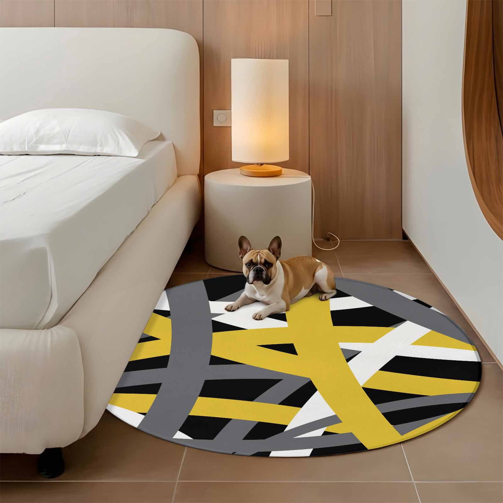 Gallery Detail: Abstract Art 3Ft Round Rug For Bathroom Accent Bedside Corner