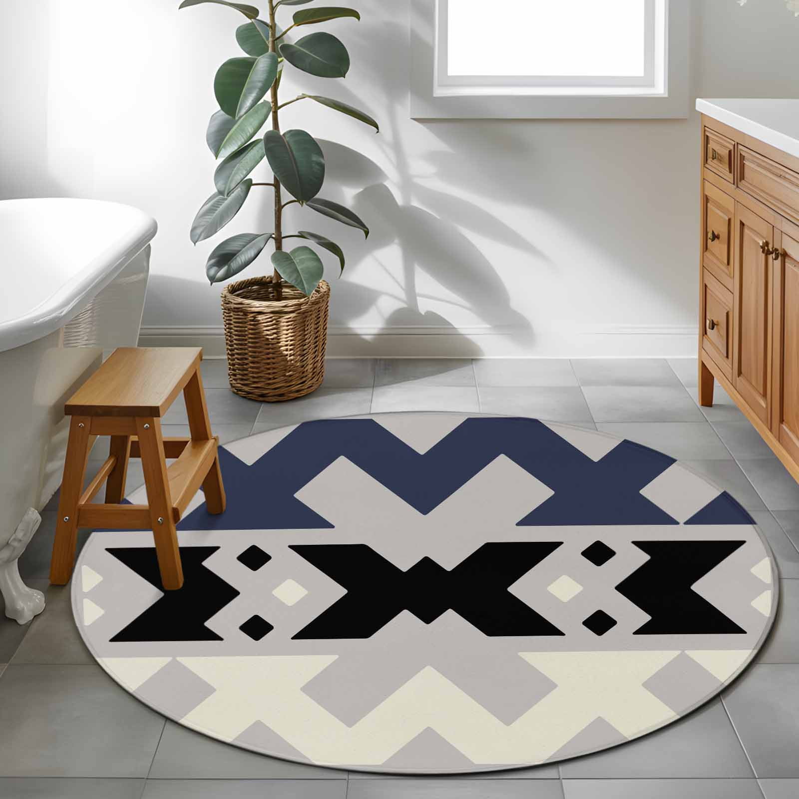 Abstract Art 4ft Round Rug for Cozy Reading Nook Home Office Chair Area ...
