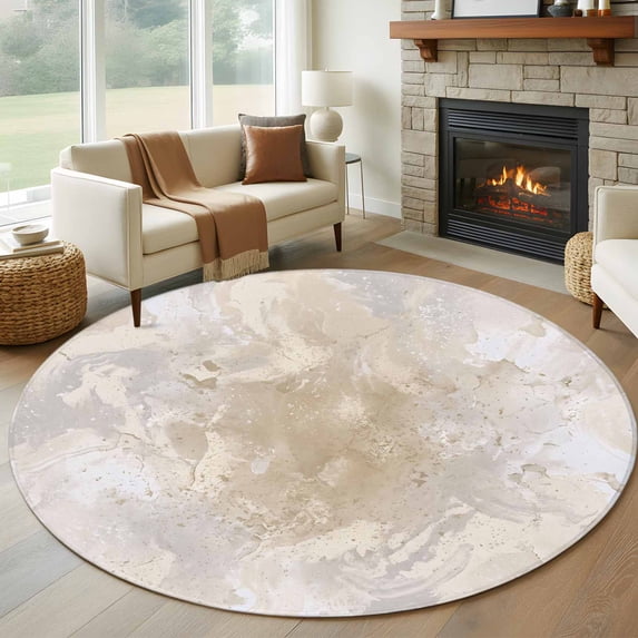 Abstract Art 5' Round Rug for Dining Table for 4 People Under Table ...