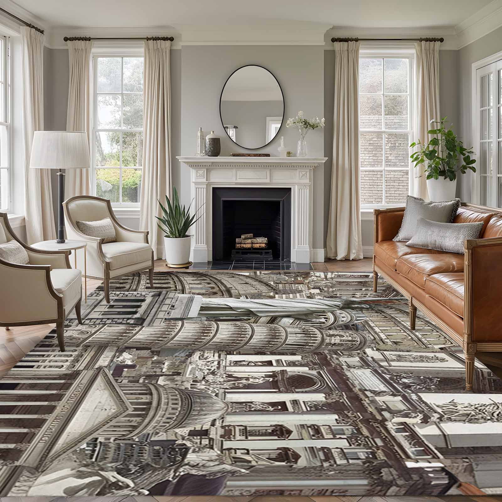 Abstract Art 8'x10' Large Area Rugs Classical World-famous Buildings ...