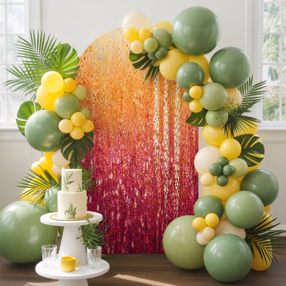 Abstract Art Arch Backdrop Cover, 4FT, Orange Red Ombre Oil Painting Splatter Texture Spandex Arch Covers Double-Sided Backdrop for Wedding Birthday Party Photo Background Decoration