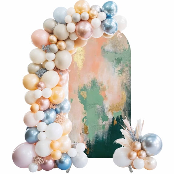 Abstract Art Arch Backdrop Covers 6 FT, Orange Green Oil Painting ...