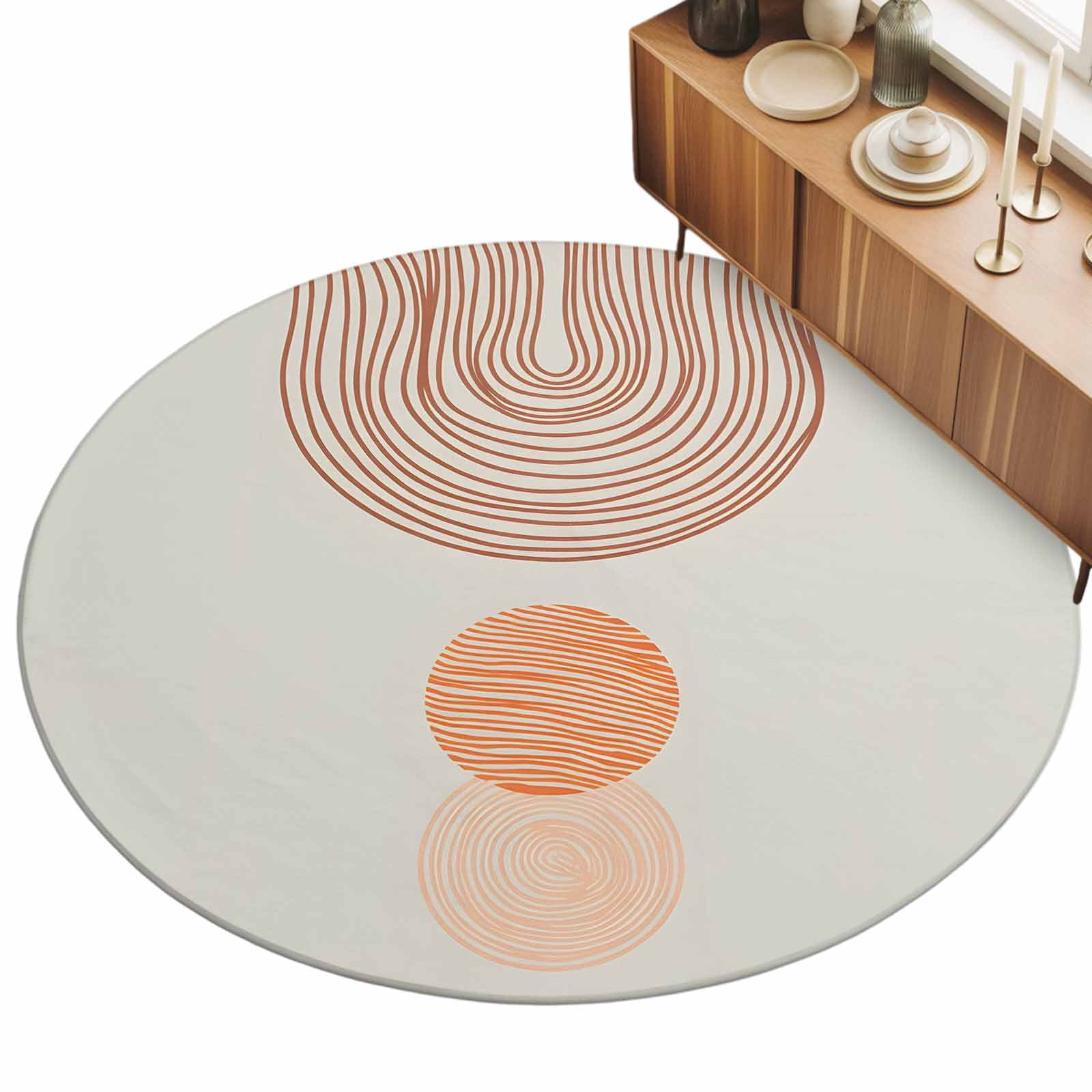 Abstract Art Area Rug, Sunset Orange Blue Line Modern Geometric Non ...