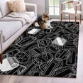 thumbnail image 1 of Abstract Art Area Rugs 4x6 ft Travelling Lines Postmarks Black Background Washable Rug Non Slip Indoor Carpet Absorbent Floor Mat for Living Room Bedroom Dining Room, 1 of 9