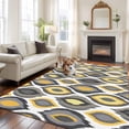 thumbnail image 1 of Abstract Art Area Rugs 5x7 ft Modern Diamond Patterns Yellow Grey Geometric Washable Rug Non Slip Indoor Carpet Absorbent Floor Mat for Living Room Bedroom Dining Room, 1 of 9