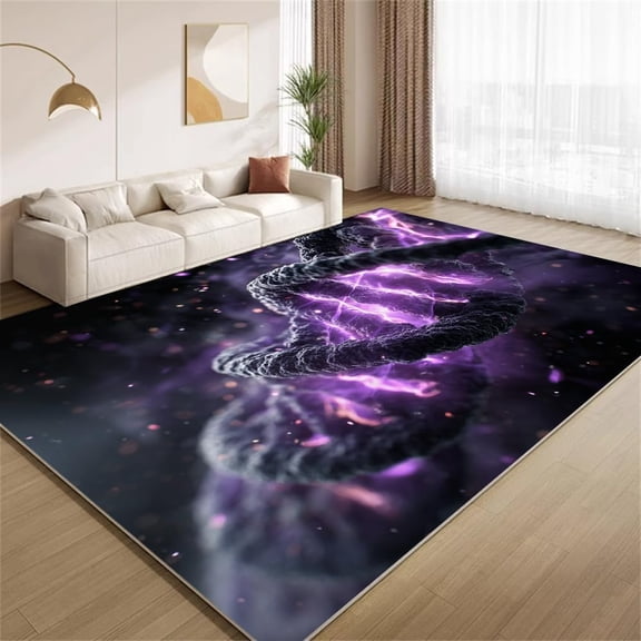 Abstract Art Area Rugs, Purple Lightning Spiral Carpet, Washable Non Slip Low Pile Soft Rug for Living Room Bedroom Decor Mat 2ftx3ft